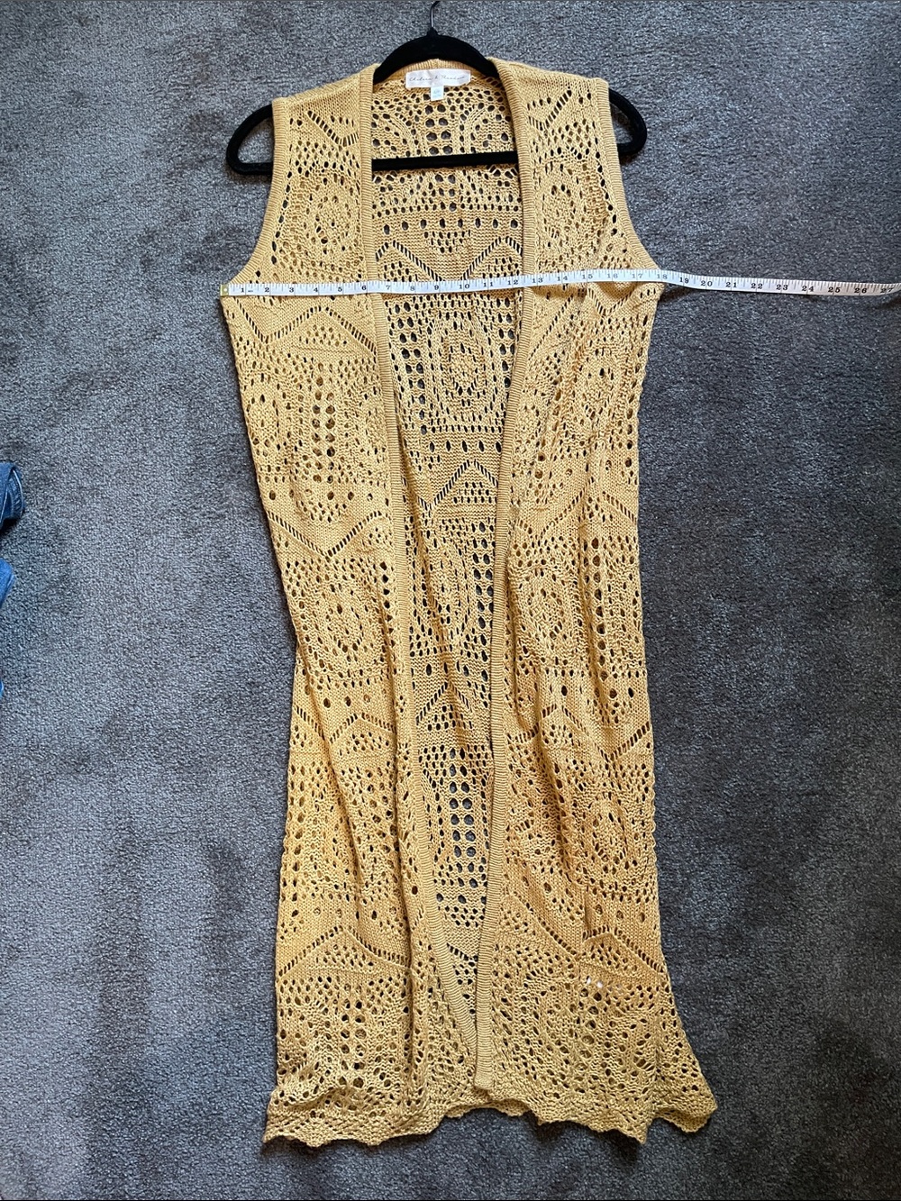 Sleeveless crochet long sweater top S/M/L